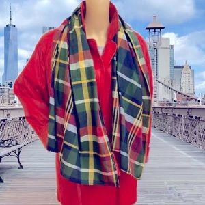 Seasonless Cotton Plaid Wrap Scarf NWT